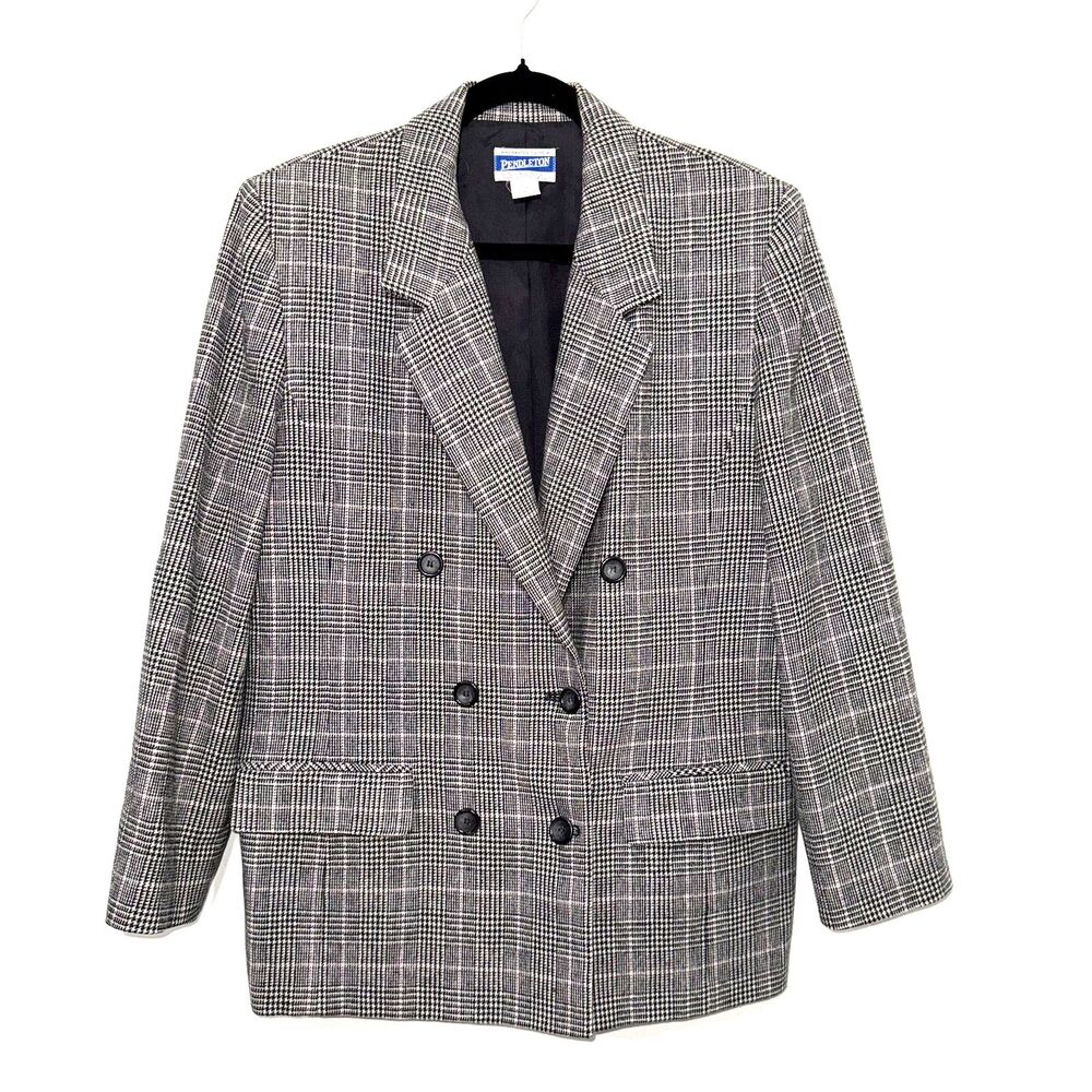 Pendleton Wool Double Breasted Houndstooth Blazer… - image 1